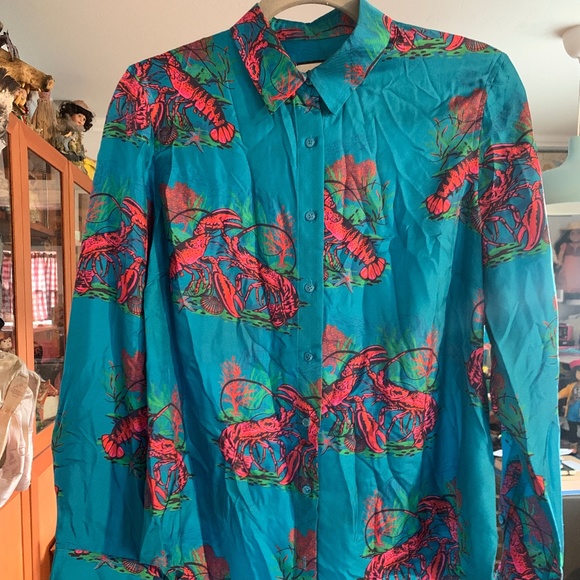 Collection silk twill shirt in lobster print Size 10 - Picture 5 of 5